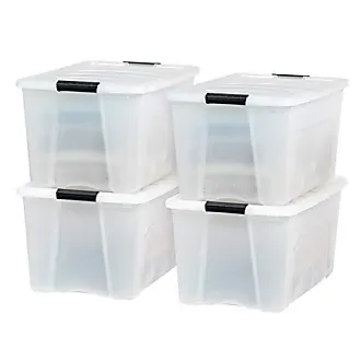 IRIS USA 4 Pack 91qt Large Clear View Plastic Storage Bin with Lid and  Secure Latching Buckles