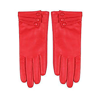 Paire de élégant rouge couleur unie PU cuir Long Gants pour femmes N6Y4