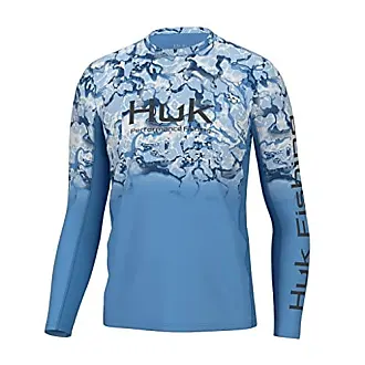 Huk Men's Icon x Long Sleeve Shirt, Large, Titanium Blue