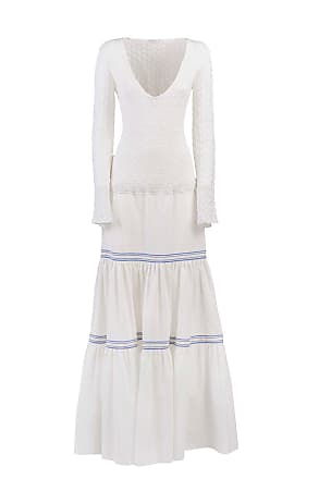 MargheritaB Knitted And Broderie Anglaise Maxi Dress White, Size: 40