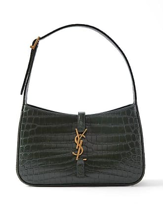 Saint Laurent Uptown Croc-effect Leather Pouch in Green