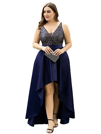 Ever-pretty Evening Party Dress for Women Formal Long Plus Size Bridesmaid Dress for Wedding US16 Navy Blue