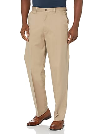 Haggar Mens Work to Weekend Pro Relaxed Fit Flat Front Pant, Khaki, 42W x 32L