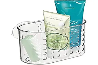 Large Cubic Patterned Plastic Shower Caddy with Suction Cups, Clear, SHOWER