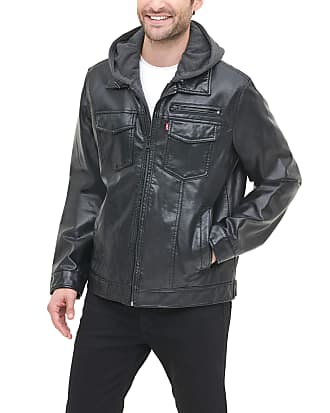 levi's faux leather hooded jacket