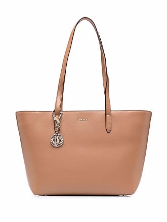 NEW $268 DKNY Medium Leather Claryce Tote Crossbody Bag Logo Brown