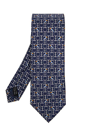 Salvatore Ferragamo Silk Tie Mens Navy Blue