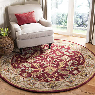 Safavieh Heritage Collection 36 x 36 Round Red / Ivory HG628D Handmade Traditional Oriental Premium Wool Area Rug