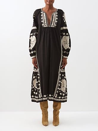 Sea New York Holly Embroidered-canvas Midi Kaftan - Womens - Black Beige