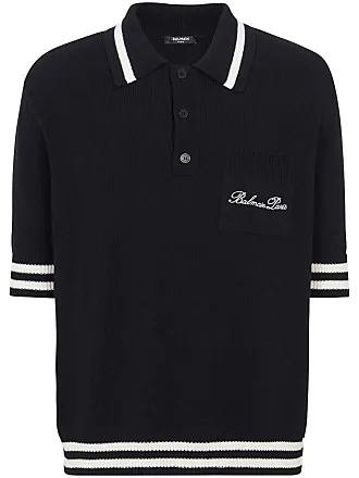 RRP $460 BALMAIN Polo Shirt Tape Logo Black 100% Guaranteed