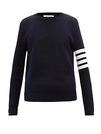 Navy Cotton Interlock 4-Bar Intarsia Mockneck Sweatshirt