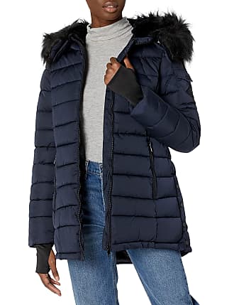 STEVE MADDEN Girl's Long Outerwear Faux Fur hooded Parka jacket blue Size L 