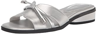 Easy Street Womens Lo Heeled Sandal Slide, Silver, 8.5 Narrow