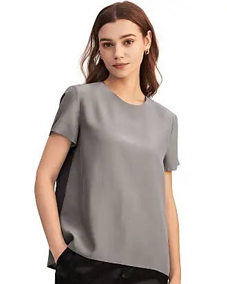 Women's 100% Silk T-Shirt with Bra Short Sleeves Tee Shirt Top