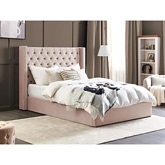 Lit double en velours rose 160 x 200 cm AVALLON 