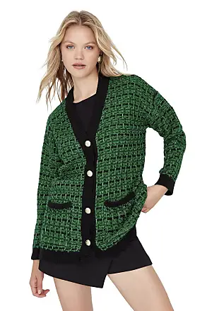 Cardigan donna lungo a maglia invernale oversize colore verde