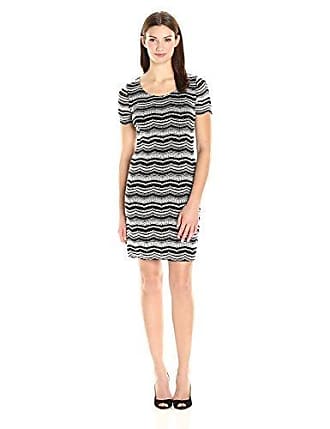Tiana B. Womens Short Sleeve Novelty Stripe Dress, Black/White, X-Large