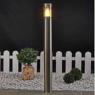 Pollerleuchte LINDBY LED Außenleuchte Lanea Wegelampe Sockelleuchte - Wegeleuchte Modern in Alu aus Edelstahl 1 flammig, A+, inkl. Leuchtmittel spritzwassergeschützt