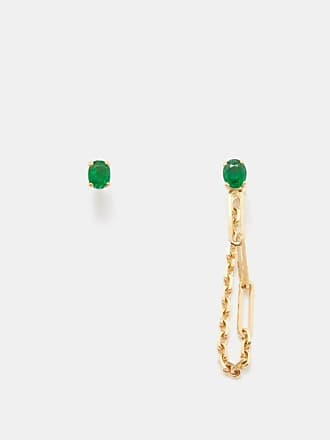 Donut Ball Hoop Earrings Green Forest / Gold Plated Brass