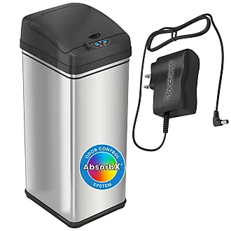iTouchless Dual Push Door Kitchen Trash Can with Wheels and Odor Filter 18  Gallon Rectangular Stainless Steel