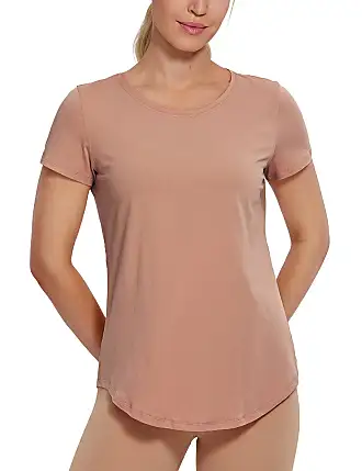 CRZ YOGA Women's Pima Cotton Short Sleeve Workout Shirt Yoga T- Shirt Athletic Tee Top Berry Heather XX-Small : Clothing, Shoes & Jewelry