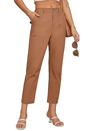 2 Pcs Women's Paper Bag Pants High Waist Cropped Trousers Bow Belted Pencil  Pants with Pockets