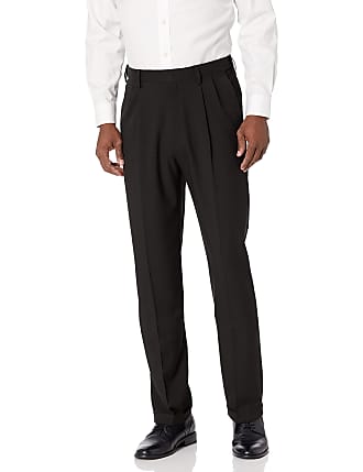 Haggar Mens Premium Comfort Classic Fit Pleat Expandable Waist Pant, Black, 40W x 31L