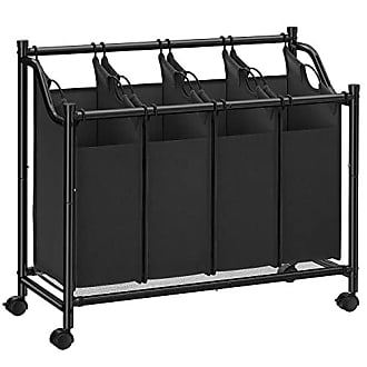 SONGMICS 4-Bag Laundry Cart Sorter, Rolling Laundry Basket Hamper, with 4  Removable Bags, Casters and Brakes, Black URLS90H