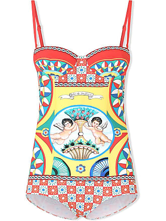 Majolica-Print Balconette One-Piece Swimsuit by Dolce & Gabbana at