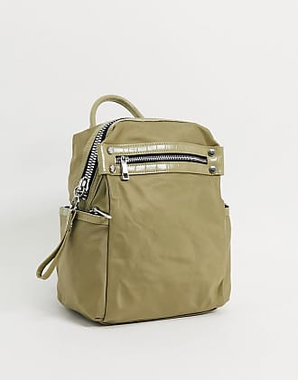 asos design zip over canvas backpack with double handle