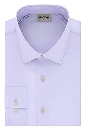 Kenneth Cole Reaction Mens Dress Shirt Extra Slim Fit Stretch Stay-Crisp Collar Solid, Lavender, 16-16.5 Neck 32-33 Sleeve