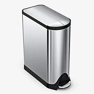 simplehuman® Rectangular Open-Top Metal Trash Can, 2.6 Gallons, 13-1/16H x  6-1/4W x 11-3/10D, Brushed Stainless Steel