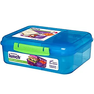 Sistema Bento Lunch Box to Go with Fruit/Yogurt Pot, 1.65 L - Clear/Pink:  .co.uk: Kitchen & Home