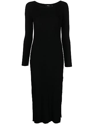 Theory ribbed midi dress - women - Polyester/Viscose - P - Black