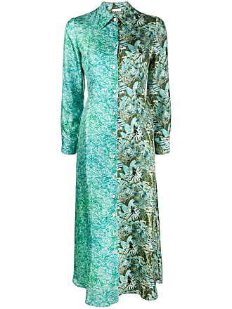 green silk shirt dress