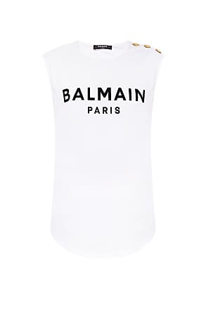 レディース BALMAIN バルマン ノースリーブ top】MARINE stretch-knit トップス【Button-embellished - Tシャツ・カットソー - williamsav.com