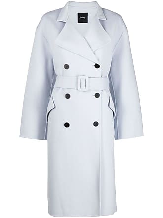 Theory Wool Double-breasted Drop-shoulder Coat in Sky Blue Womens Coats Theory Coats - Save 29% Blue 