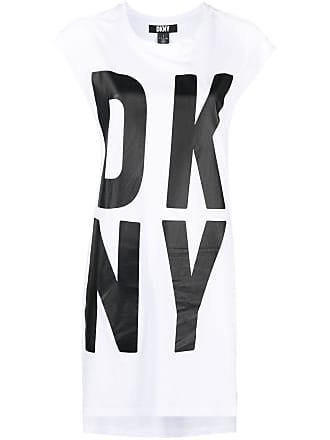 Dkny High-Low Logo Tunic - Black/White - Size M