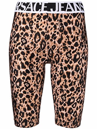 Versace Jeans Couture leopard-print cycling shorts - women - Polyamide/Spandex/Elastane - 36 - Brown