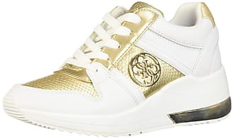 white and gold guess shoes