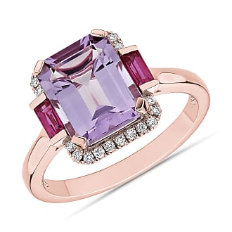 Blue Nile Rose de France Amethyst and Ruby Octagon Ring in 14k Rose Gold