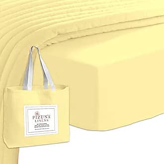 Cotton Fitted Bed Sheets Cal King Mellow Yellow, 100% Long Staple Cotton  400 Thread Count Cal King Fitted Sheet Soft Sateen All Around Elastic Deep