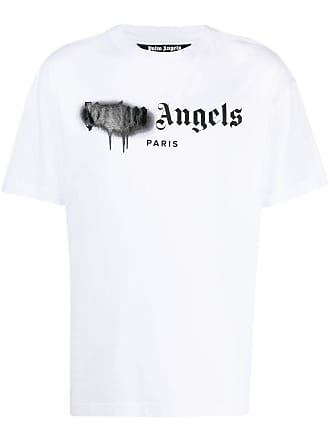 Palm Angels, Distressed Logo-Print Cotton-Jersey T-Shirt, Men, White, XS