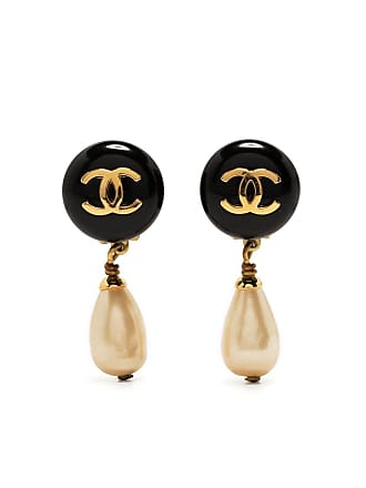 Chanel 2021 Strass CC Drop Earrings