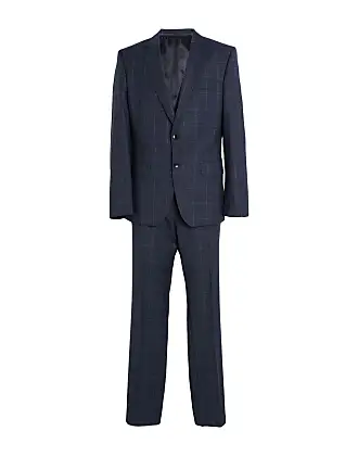 BIG & TALL Men's Navy Glen Plaid Double Breasted 6 Button Classic Fit Suit  NWT