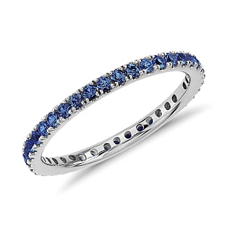 Blue Nile Riviera Pave Sapphire Eternity Ring in 18k White Gold (1.5mm)