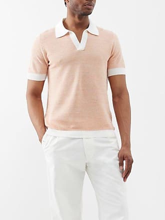 Alta Fashion Designer Mens Classic Fit Cotton Polo Shirt in Orange - Small