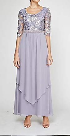 Le Bos Womens Embroidered Tiered Dress with Beaded Waist, Dusty Lavender, 14