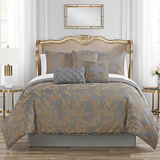Hillcrest Gray White Paisley Full Queen Comforter 6pc Set New Bella Lux Damask 