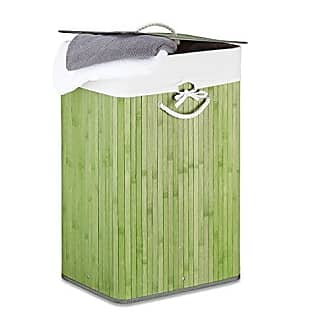 Relaxdays - Folding Laundry Hamper, Handles, Plastic & Silicone, Compact Storage Basket, HWD 27x61x45.5 cm, Light Green